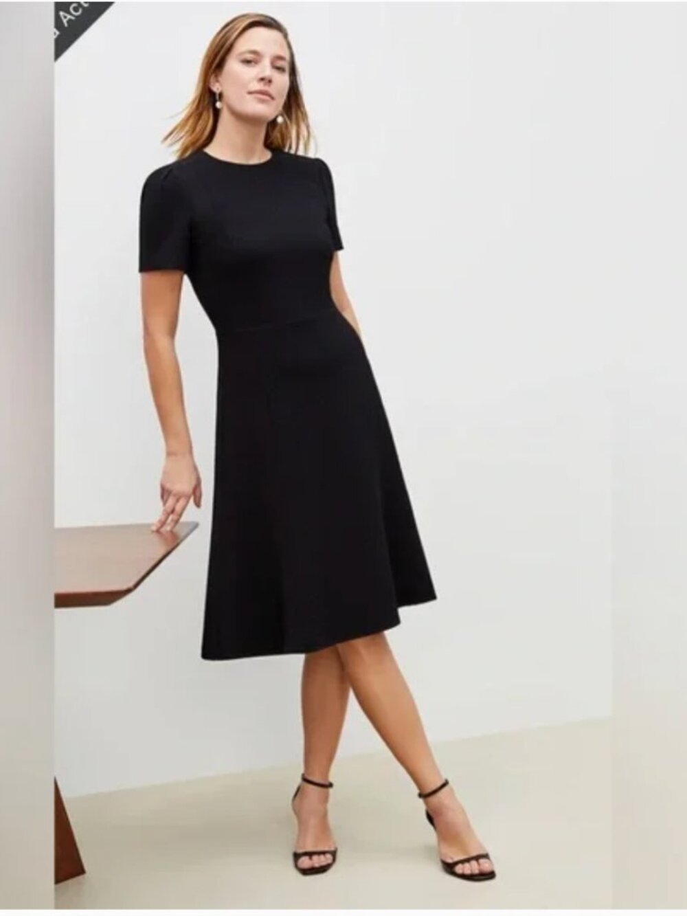 MM LaFleur Black Midi A-Line Dress